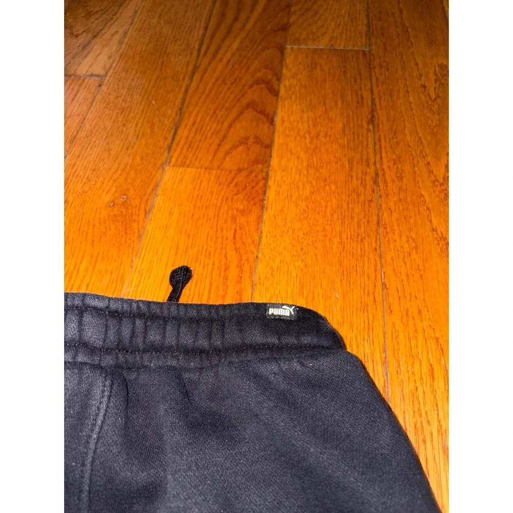 Puma Kids Black Graphic Logo Joggers Sweatpants XS 5/6‎ Elastic Waist Drawstring